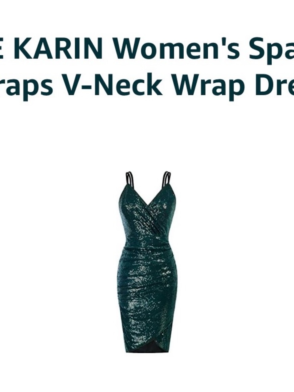 Grace Karin Turquoise Green Sequin Wrap Midi Dress